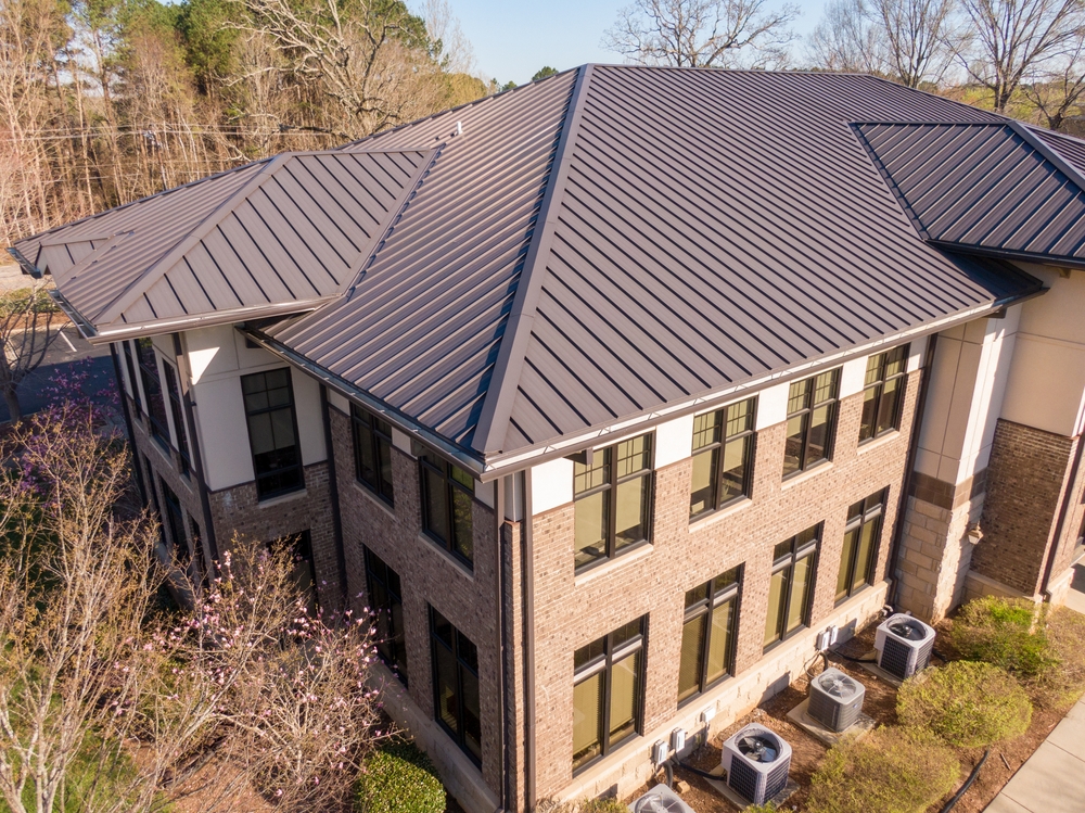Sunny,Daytime,Drone,Images,Of,A,Brown,Standing,Seam,Metal